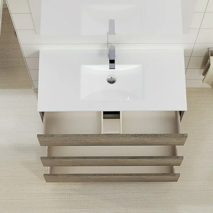 Artysan Mueble de lavabo Patri - 46 x 100 x 85 cm, Nebraska - Mueble de baño con lavabo y sistema de cajones abiertos con un diseño moderno para un ambiente de baño elegante.