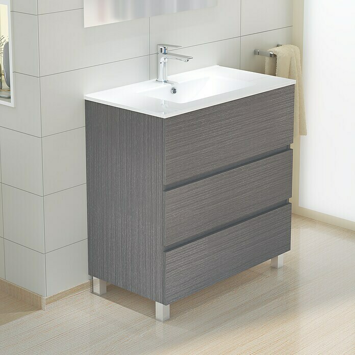Mueble de lavabo Patri (46 x 80 x 85 cm, Gris ceniza)
