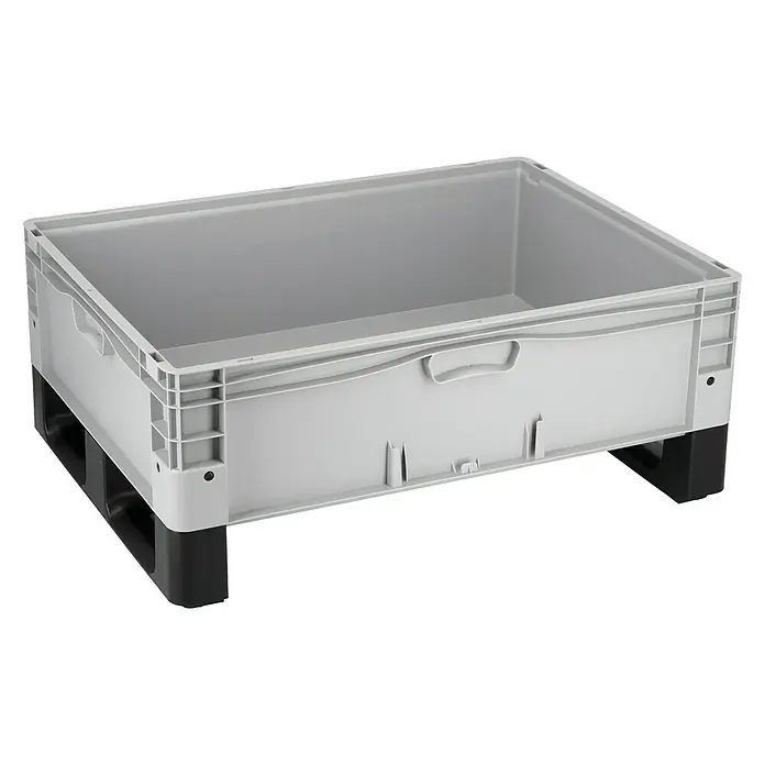 Surplus Systems Euronormboxen-Kufe - Passend für: Surplus Systems Euronormboxen, Stecken, 2 Stk. - Graue Kunststoffpalette mit schwarzem Sockel, ideal für Lagerung und Transport. Robust und vielseitig einsetzbar.