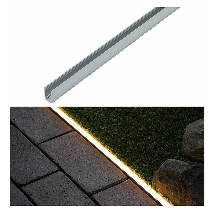 Paulmann Plug & Shine Montageschiene für Neon Stripe - Länge: 1 m - Ein Aluminiumprofil für LED-Streifen zur stilvollen Gartenbeleuchtung. Moderne Lichtlösung für den Außenbereich.