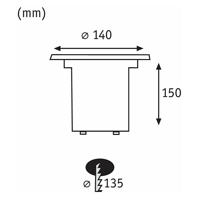 Paulmann Plug & Shine LED-Gartenspot6 W, Warmweiß, IP67, Ø x H: 14 x 15 cm, Abstrahlwinkel: 38 ° Sketch