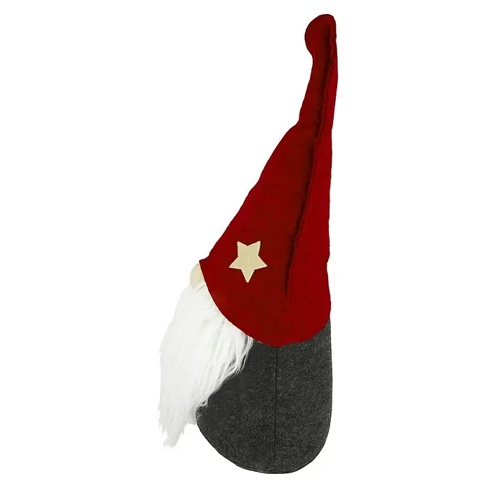 Dekofigur Wichtel mit roter Mütze und Stern - L x B x H: 13 x 9 x 35 cm, Rot - Dekorativer Weihnachtswichtel mit roter Mütze und Bart, eine festliche Ergänzung für die Weihnachtsdekoration.