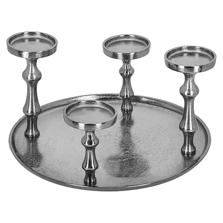 Adventskranz Silber Kerzentablett