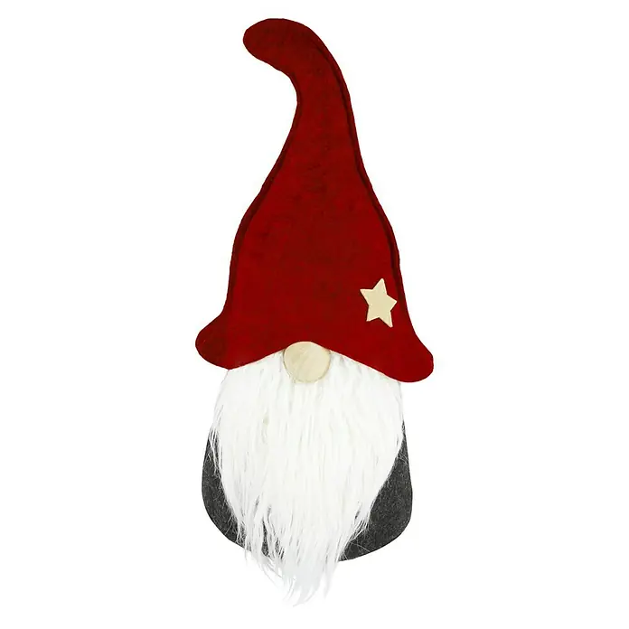 Dekofigur Wichtel mit roter Mütze und Stern - L x B x H: 13 x 9 x 35 cm, Rot - Festlicher Zwerg mit roter Mütze und langem, weißem Bart, ein charmantes Deko-Element für die Weihnachtszeit.