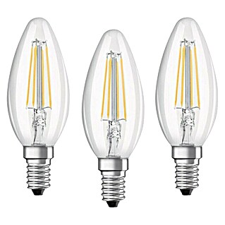 Osram Star LED-Lampen Set Kerzenform E14 matt (E14, Nicht Dimmbar, Warmweiß, 470 lm, 4 W, Klar, 3 Stk.)