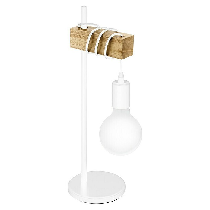 Eglo Townshend Tischleuchte (10 W, L x B x H: 17,5 x 15,5 x 50 cm, Weiß/Braun) | BAUHAUS