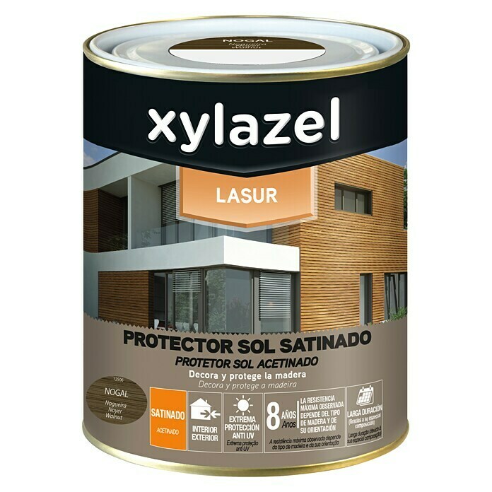 Xylazel Protección para madera lasur Sol (Nogal, 750 ml, Satinado)