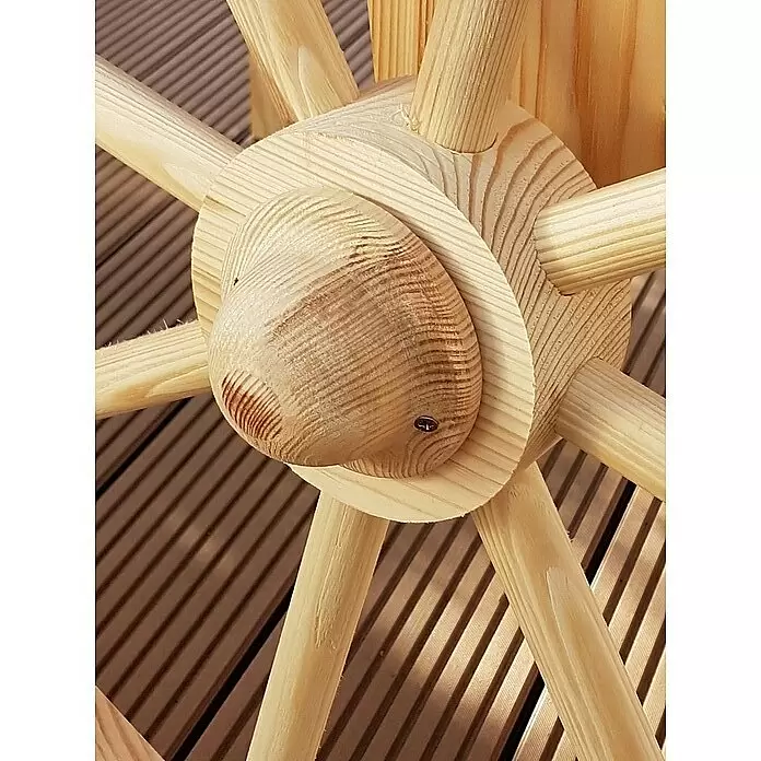 Promadino Dekoartikel Marktwagen mit Dach - L x B x H: 82 x 173 x 184 cm, Natur, Holz - Detailaufnahme