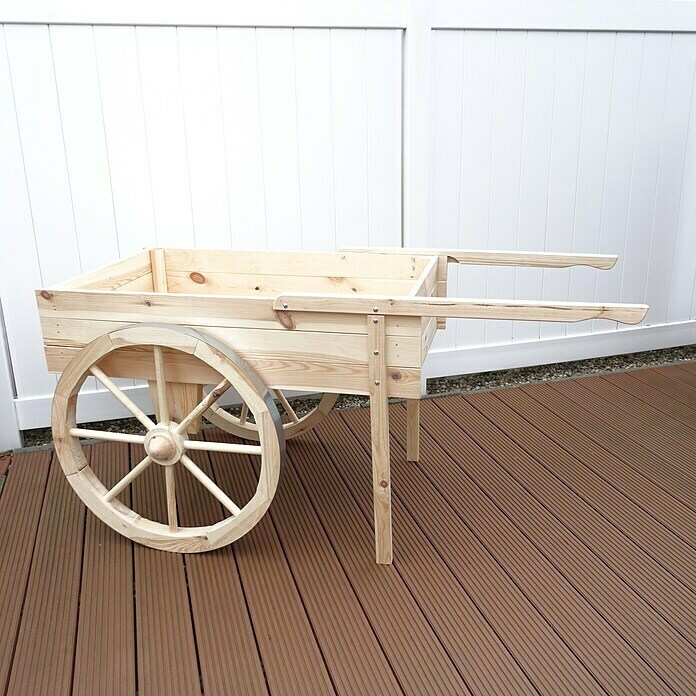 Promadino Dekoartikel Marktwagen ohne Dach (L x B x H: 82 x 173 x 80 cm,  Natur, Holz) | BAUHAUS