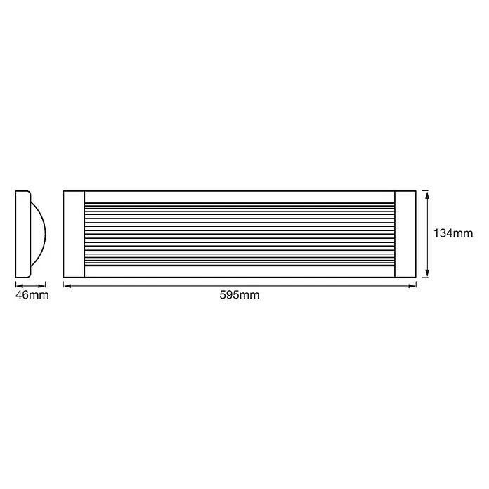 Ledvance LED-Deckenleuchte Office Line - 25 W, L x B x H: 59,5 x 13,4 x 4,6 cm, Weiß - Produktbild eines Heizkörper-Handtuchhalters mit den Maßen 595 mm Länge, 134 mm Höhe und 46 mm Tiefe.