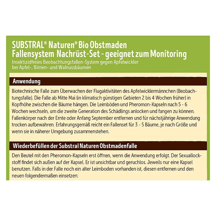 Substral Naturen Obstmadenfalle-Nachrüst-Set - 2 Stk. - SUBSTRAL® Naturen® Bio Obstmaden Fallensystem Nachrüst-Set: Insektizidfreie Monitoring-Falle für Apfel-, Birnen- und Walnussbäume.