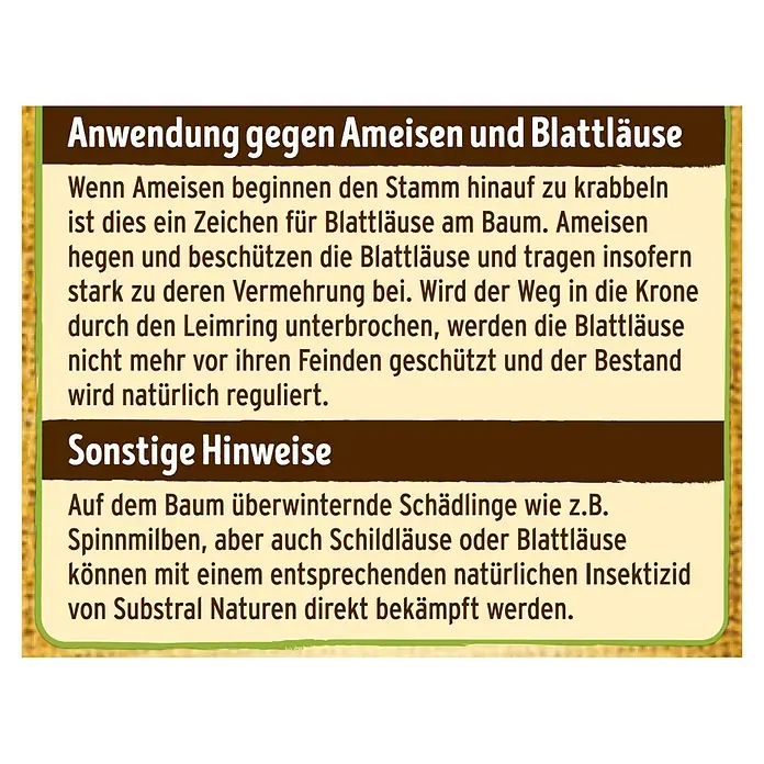 Substral Naturen Leimring - 5 m - Produktinformationen zu Ameisen- und Blattlausbefall, mit Tipps zur natürlichen Schädlingsbekämpfung am Baum.