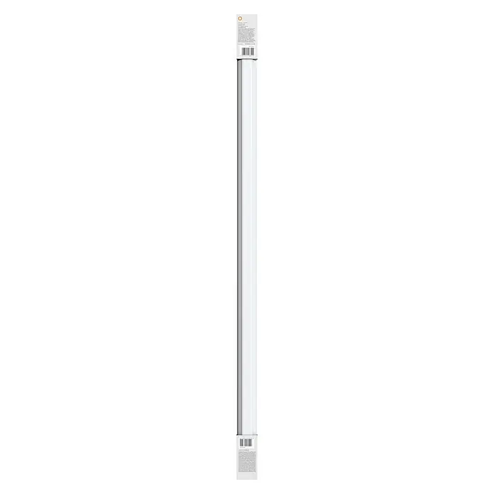 Osram Feuchtraumleuchte Submarine Slim - Länge: 124,5 cm, Lichtfarbe: Neutralweiß, 18 W, IP65 - Nahaufnahme eines Produktetiketts mit Informationen, Text und einem Barcode für Details oder Identifizierung.