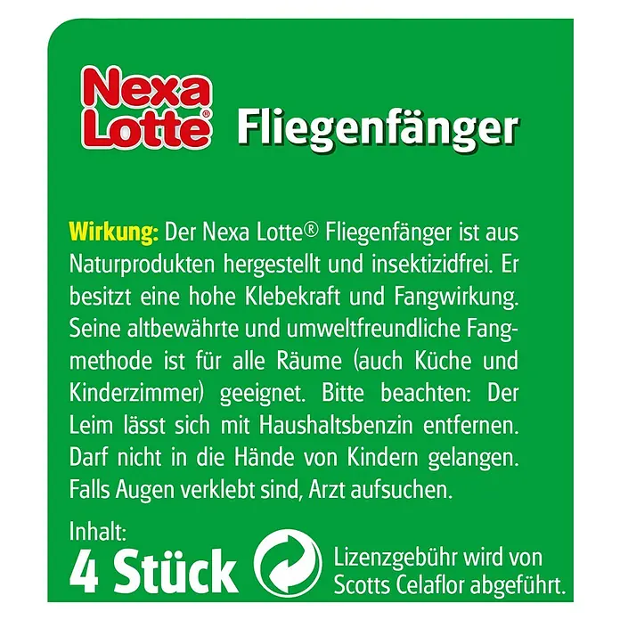 Nexa Lotte Fliegenfänger - 4 Stk. - Nexa Lotte Fliegenfänger: Insektenfreier Schutz aus Naturprodukten für jeden Raum.