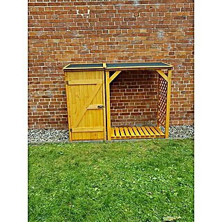 Promadino Kaminholzregal Kombi Speyer (68 x 192 x 148 cm, Honigbraun)