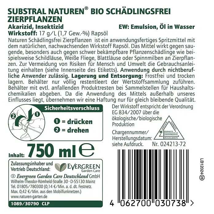 Substral Naturen Bio-Schädlingsfrei Zierpflanzen AF - 750 ml - Bild einer Substral Naturen Bio Schädlingsfrei Zierpflanzen-Verpackung.