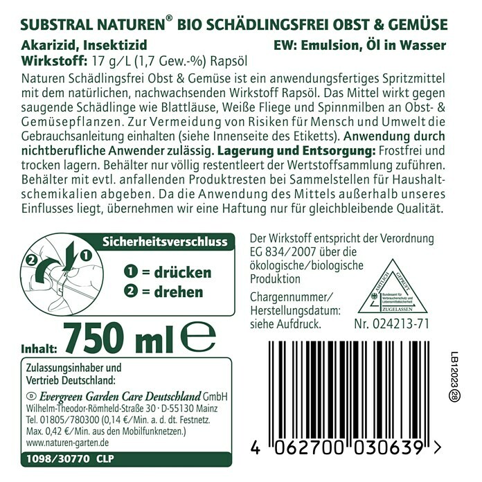 Celaflor Naturen Bio-Schädlingsfrei Obst & Gemüse (750 ml)