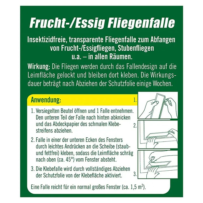 Substral Celaflor Fliegenfalle - 4 Stk. - Anleitung zur Verwendung der Frucht-/Essig-Fliegenfalle.