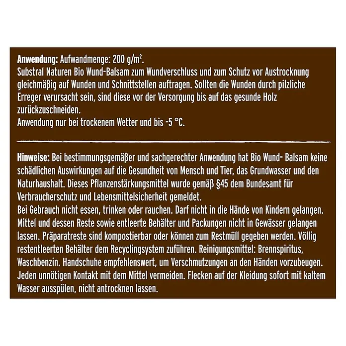 Substral Naturen Bio-Wundbalsam - 150 g - Substral Naturen Bio Wund-Balsam: Fördert die Wundheilung und schützt vor Austrocknung. Anwendung bei trockenem Wetter bis -5 °C.
