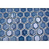 Mosaikfliese Hexagon Uni HX 230 (26 x 30 cm, Blau, Glänzend)