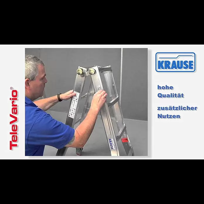 Krause Teleskopleiter TeleVario - Anzahl Tritte: 16 Stk., Arbeitshöhe: 5 m, Belastbarkeit: 150 kg, Aluminium - KRAUSE TeleVario