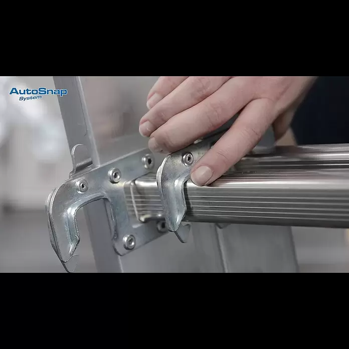 Krause Stabilo Schiebeleiter - Anzahl Tritte: 30 Stk., Arbeitshöhe: 8,45 m, Aluminium - KRAUSE Technik-Clip: Das KRAUSE AutoSnap-System