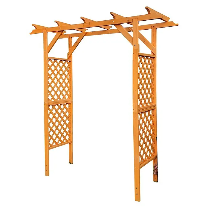 Promadino Pergola Bamberg - Höhe: 208 cm, Ausführung: Ohne Tür & Pflanzkasten - Holzbogen mit Lattenrost und gerader Oberseite für den Garten oder die Terrasse. Er ist unbehandelt und kann nach Belieben gestaltet werden.