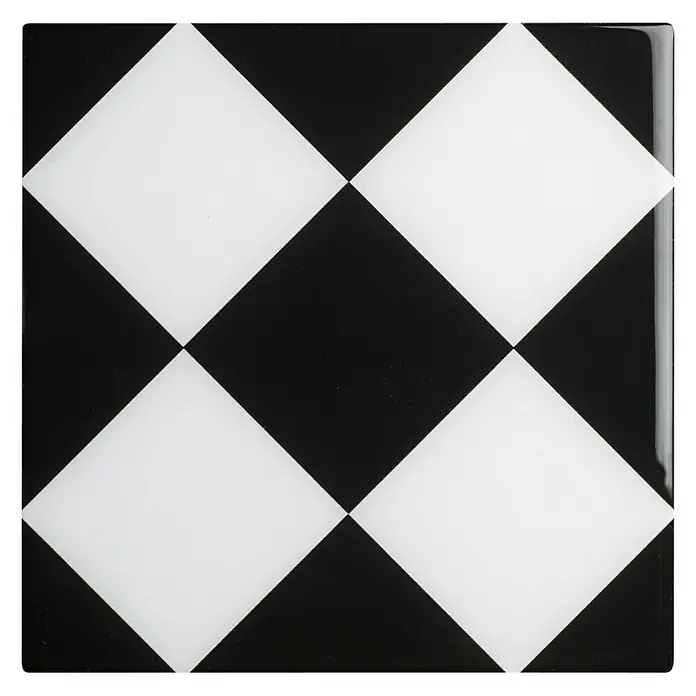 Vinilo para azulejos 3D Geométrico - 15 x 15 cm, 4 pzs., Blanco/Negro - Baldosa de ajedrez en blanco y negro, perfecta para un aspecto moderno. El patrón cuadrado añade estilo a cualquier espacio.