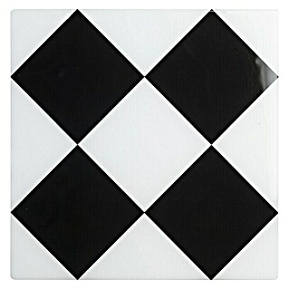 Vinilo para azulejos 3D Geométrico  (15 x 15 cm, 4 pzs., Blanco/Negro)