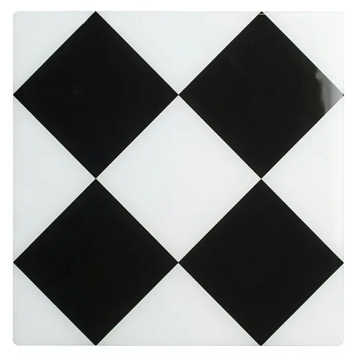 Vinilo para azulejos 3D Geométrico - 15 x 15 cm, 4 pzs., Blanco/Negro - Baldosa cuadrada con un patrón de ajedrez blanco y negro, ideal para interiores modernos. ¡Un verdadero atractivo!