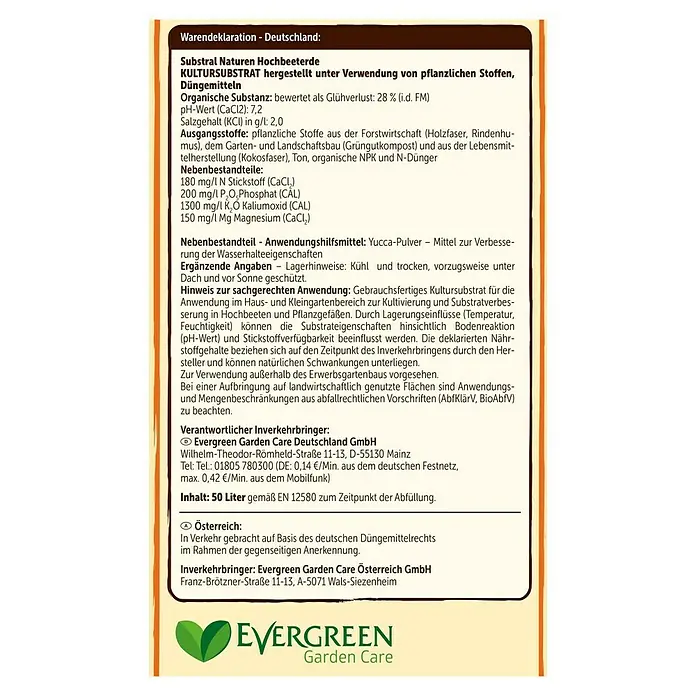 Substral Naturen Bio-Hochbeeterde - 50 l - Produktinformationen für Substral Naturen Hochbeeterde.