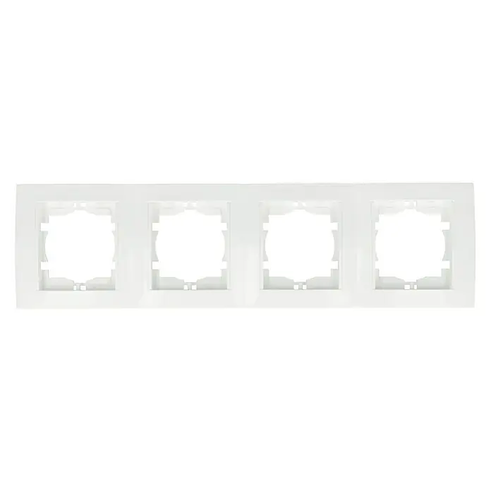 Voltomat DEA 100 Abdeckrahmen - Alpinweiß, 4-fach, Kunststoff, Vertikal - Weiße Vierfach-Schalterabdeckung, ideal für die Installation von Lichtschaltern und Steckdosen in Wohnräumen und Büros.
