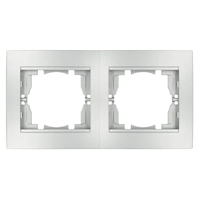 Voltomat DEA 100 Abdeckrahmen - Alu/Silber, 2-fach, Kunststoff, Horizontal - Zweifach-Rahmen für Schalter und Steckdosen in Silber, ideal für eine moderne Installation. Robuste Ausführung und einfache Montage zeichnen diesen Rahmen aus.