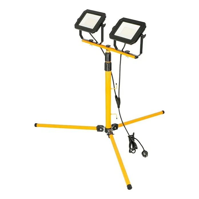 Profi Depot LED-Strahler - 60 W, 4.800 lm, 4.000 K, L x B x H: 68 x 75 x 190 cm, IP65 - LED-Arbeitsleuchte mit Stativ in Gelb und Schwarz. Das tragbare Licht bietet viel Helligkeit für den Einsatz im Freien oder auf Baustellen.