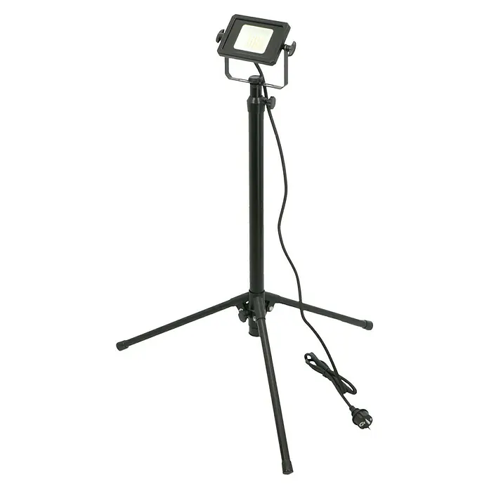 Profi Depot LED-Strahler - 10 W, 1.650 lm, 4.000 K, L x B x H: 53,5 x 62 x 135,6 cm, IP65 - Schwarzer LED-Baustrahler mit Stativ und Kabel, ideal für Ausleuchtung auf Baustellen. Kompaktes Design für einfachen Transport.