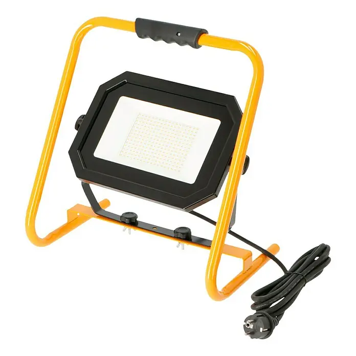 Profi Depot LED-Strahler - 50 W, 8.000 lm, 4.000 K, L x B x H: 22 x 36,2 x 38 cm, IP65 - Arbeitsleuchte mit gelbem Gestell und schwarzem Lampenkopf, inklusive Kabel für den Einsatz auf Baustellen und in Werkstätten.