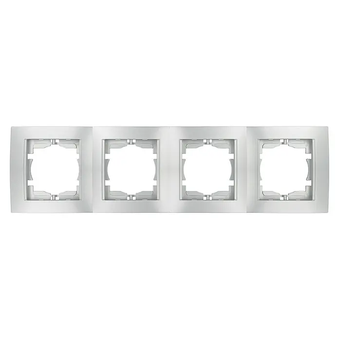 Voltomat DEA 100 Abdeckrahmen - Alu/Silber, 4-fach, Kunststoff, Vertikal - Elegante 4-fach Abdeckung in Silber für Schalter und Steckdosen, ideal für modernes Wohnambiente. Hochwertige Verarbeitung für stilvolle Akzente.
