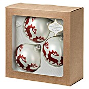 WEIHNACHTSKUGEL 3ER SET 8cm WEISS DEKOR