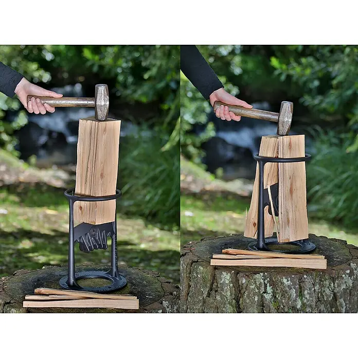 Kindling Cracker Holzspalter Original - Max. Spaltgutdurchmesser: 16 cm - Der Holzspalter wird mit einem Hammer benutzt, um Anzündholz herzustellen, was eine sichere und einfache Methode ist.