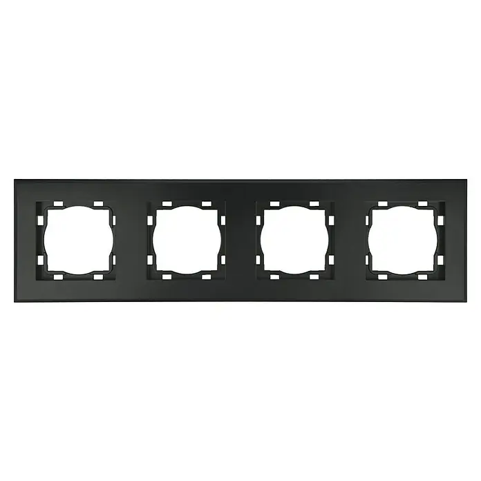 Voltomat ART Abdeckrahmen - Schwarz, 4-fach, Kunststoff - Schwarzer 4-fach Rahmen für Schaltereinsätze, eine elegante Lösung für moderne Innenräume, die Funktionalität mit stilvollem Design verbindet.