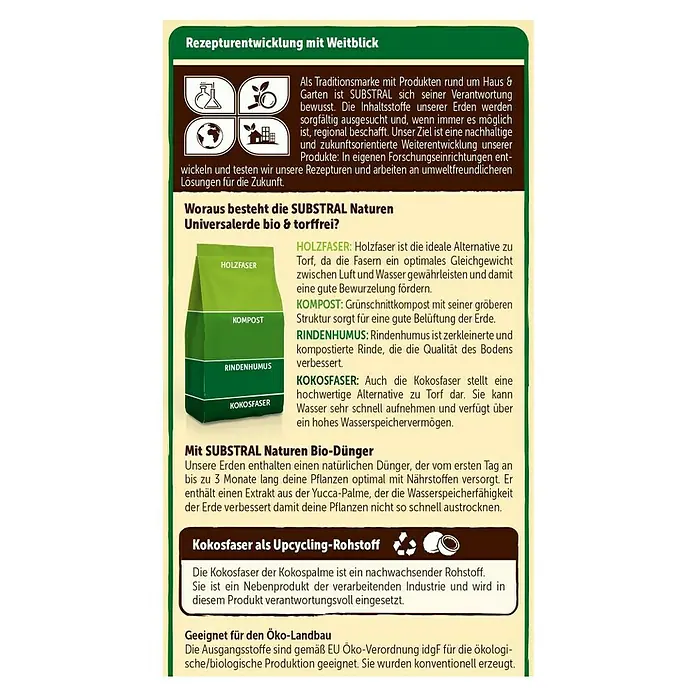 Substral Naturen Blumenerde - 5 l - SUBSTRAL Naturen Universalerde: Bio- und torffreie Universalerde mit Holzfaser, Kompost, Rindenhumus und Kokosfaser für den Öko-Landbau.