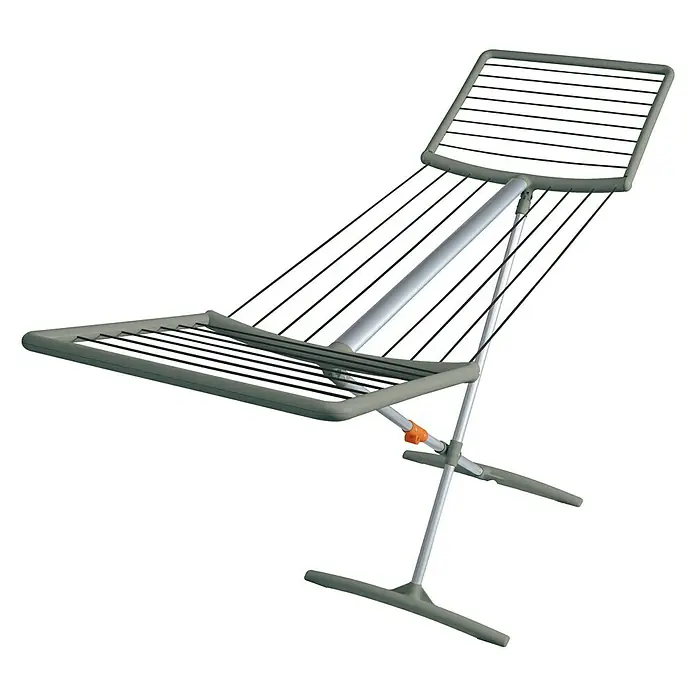 Juwel Flügel-Wäscheständer FashionDry Autostretch - Länge Wäscheleine: 18 m, L x B x H: 180 x 57,5 x 103,5 cm, Obsidian Grey - Wäscheständer aus grauem Metall mit schwarzem Draht zum Trocknen von Kleidung.