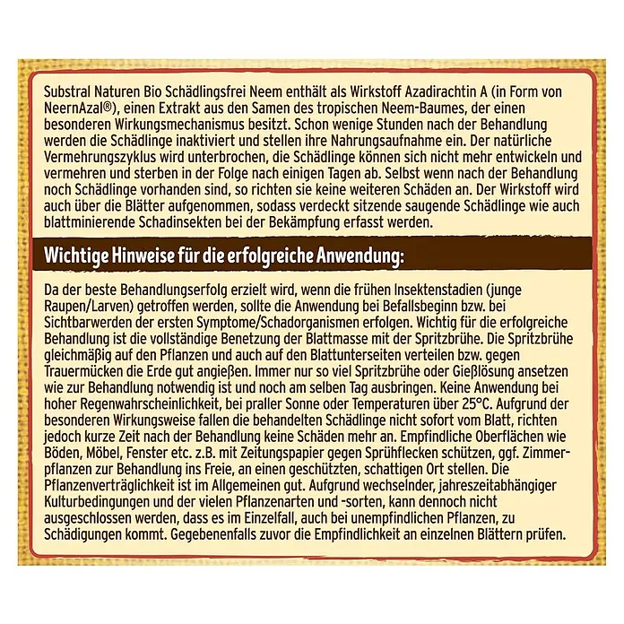 Substral Naturen Bio-Schädlingsfrei Neem - 75 ml - Informationen zum Substral Naturen Bio Schädlingsfrei Neem zur Schädlingsbekämpfung mit Hinweisen zur erfolgreichen Anwendung.