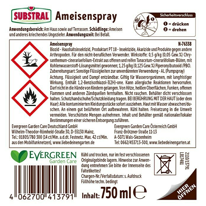 Substral Ameisenspray750 ml Back View