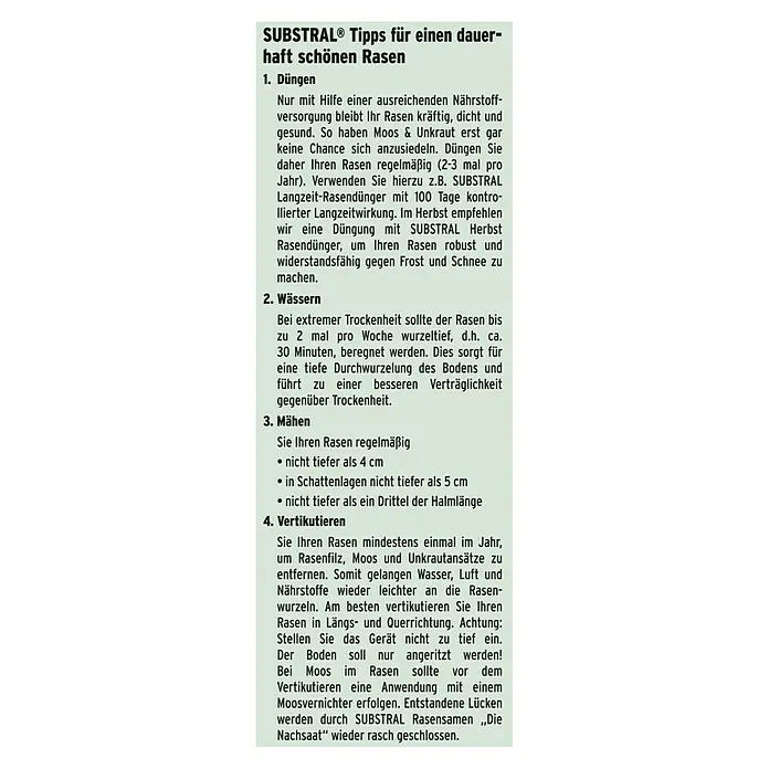 Substral Rasensamen Der Robuste - 1 kg, Saatgut ausreichend für: 50 m² - SUBSTRAL® Tipps für einen dauerhaft schönen Rasen.