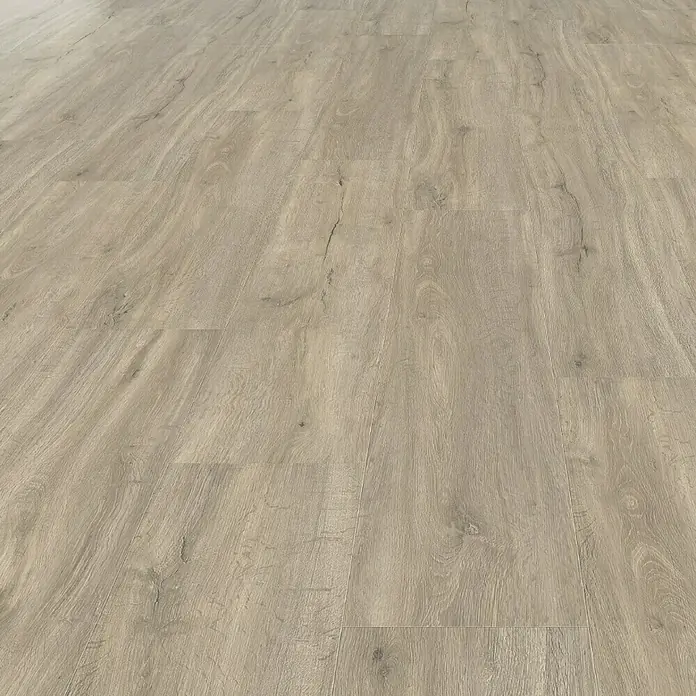 Living by Haro Hydrostar Designboden - Eiche Trient Grau, Landhausdiele, 1.282 x 235 x 6,5 mm - Nahaufnahme eines hellen, modernen Vinylbodens in Holzoptik, der eine warme und einladende Atmosphäre vermittelt. Perfekt für jeden Wohnraum.