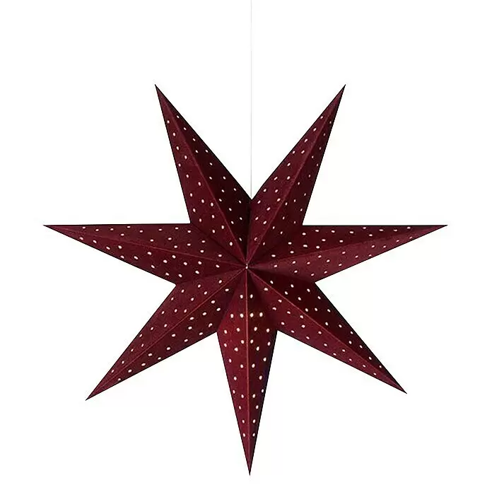 Markslöjd LED-Stern Clara - 45 cm, Rot, IP20, Netzbetrieben - Bordeauxfarbene Sternendekoration mit weißen Tupfen.