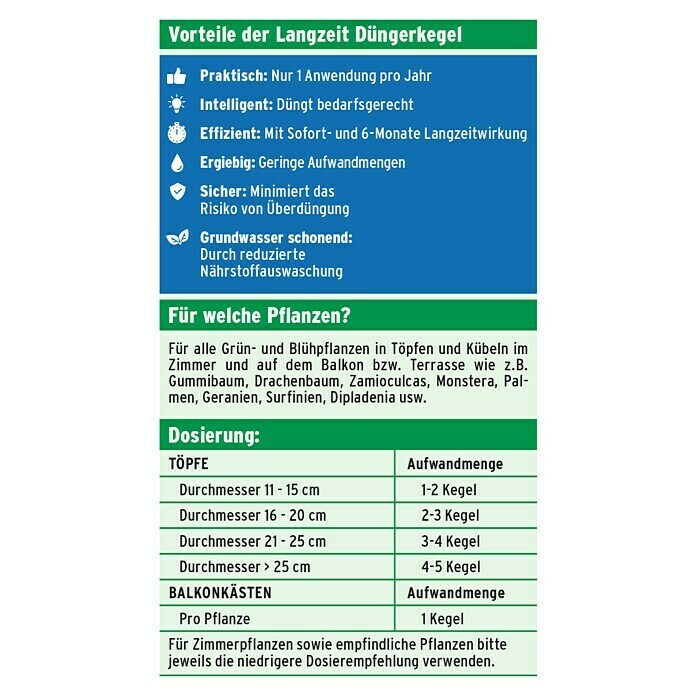 Substral Langzeitdünger Blüh- & Grünpflanzen Düngekegel10 Stk. Back View