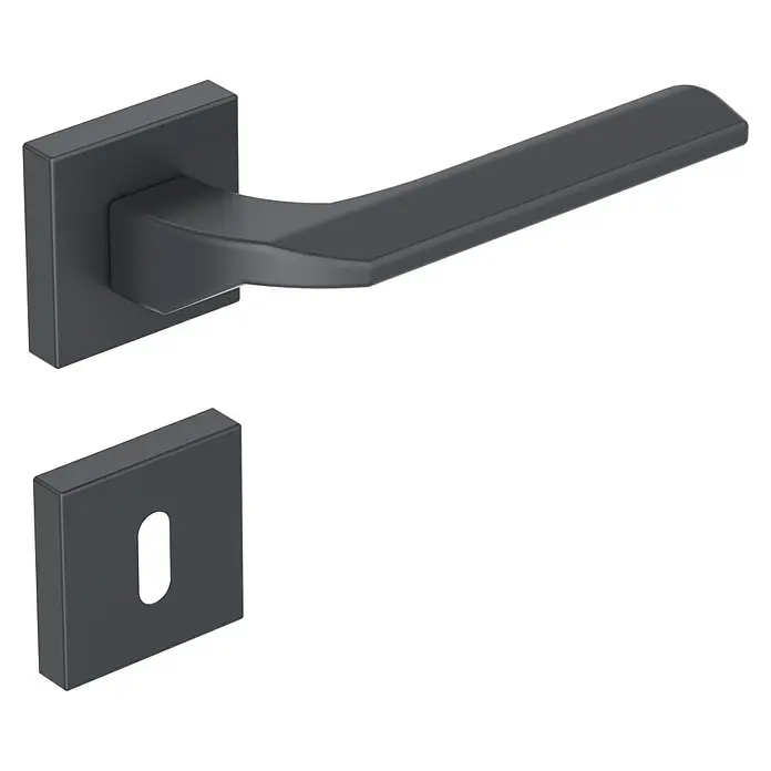 Diamond Doors Black Edition Zimmertürgarnitur Bellevue - Stärke Tür: 40 mm - 45 mm, Anthrazit, Buntbart - Elegantes, quadratisches Türgriff-Set in Anthrazit. Modernes Design für stilvolle Innentüren, inklusive Schlüsselrosette.