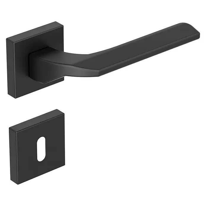 Diamond Doors Black Edition Zimmertürgarnitur Bellevue - Stärke Tür: 40 mm - 45 mm, Schwarz, Buntbart - Elegante, mattschwarze Türklinke mit Schlüsselrosette für ein modernes Design und sichere Funktionalität im Wohnbereich.
